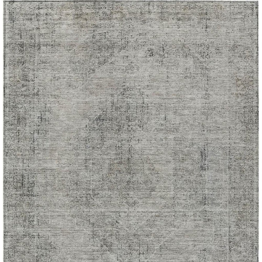 9' X 12' Silver And Gray Oriental Washable Indoor Outdoor Area Rug HomeRoots