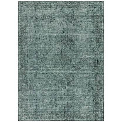 3' X 5' Teal Blue And Gray Oriental Washable Indoor Outdoor Area Rug HomeRoots