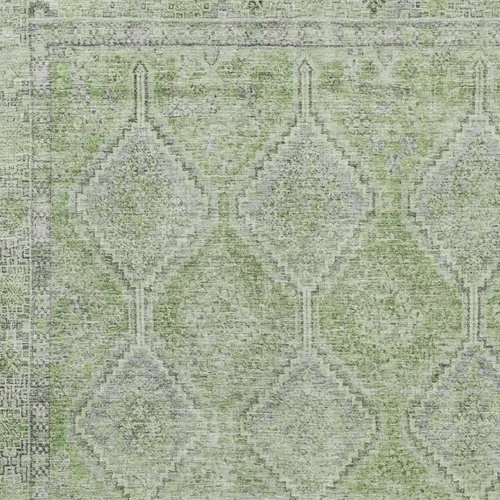 3' X 5' Green And Sage Geometric Washable Indoor Outdoor Area Rug HomeRoots