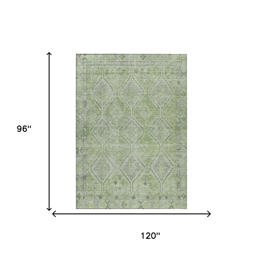 8' X 10' Green And Sage Geometric Washable Indoor Outdoor Area Rug HomeRoots