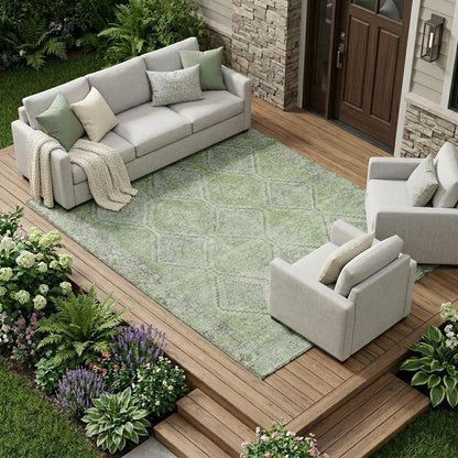 8' X 10' Green And Sage Geometric Washable Indoor Outdoor Area Rug HomeRoots