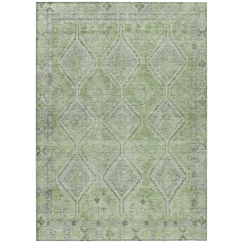 8' X 10' Green And Sage Geometric Washable Indoor Outdoor Area Rug — view 1