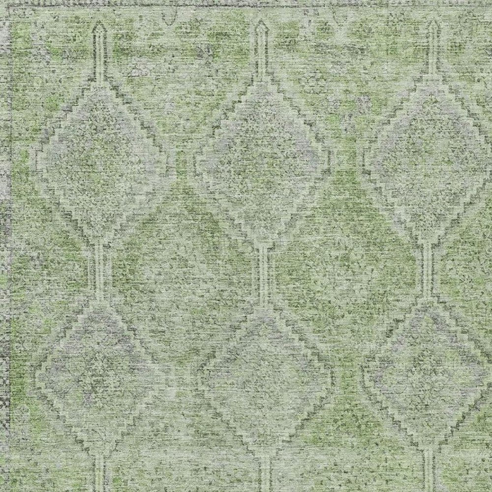 8' X 10' Green And Sage Geometric Washable Indoor Outdoor Area Rug