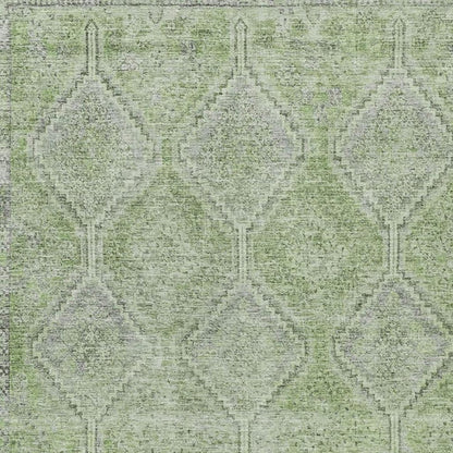 8' X 10' Green And Sage Geometric Washable Indoor Outdoor Area Rug