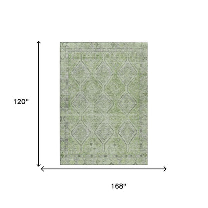 10' X 14' Green And Sage Geometric Washable Indoor Outdoor Area Rug HomeRoots