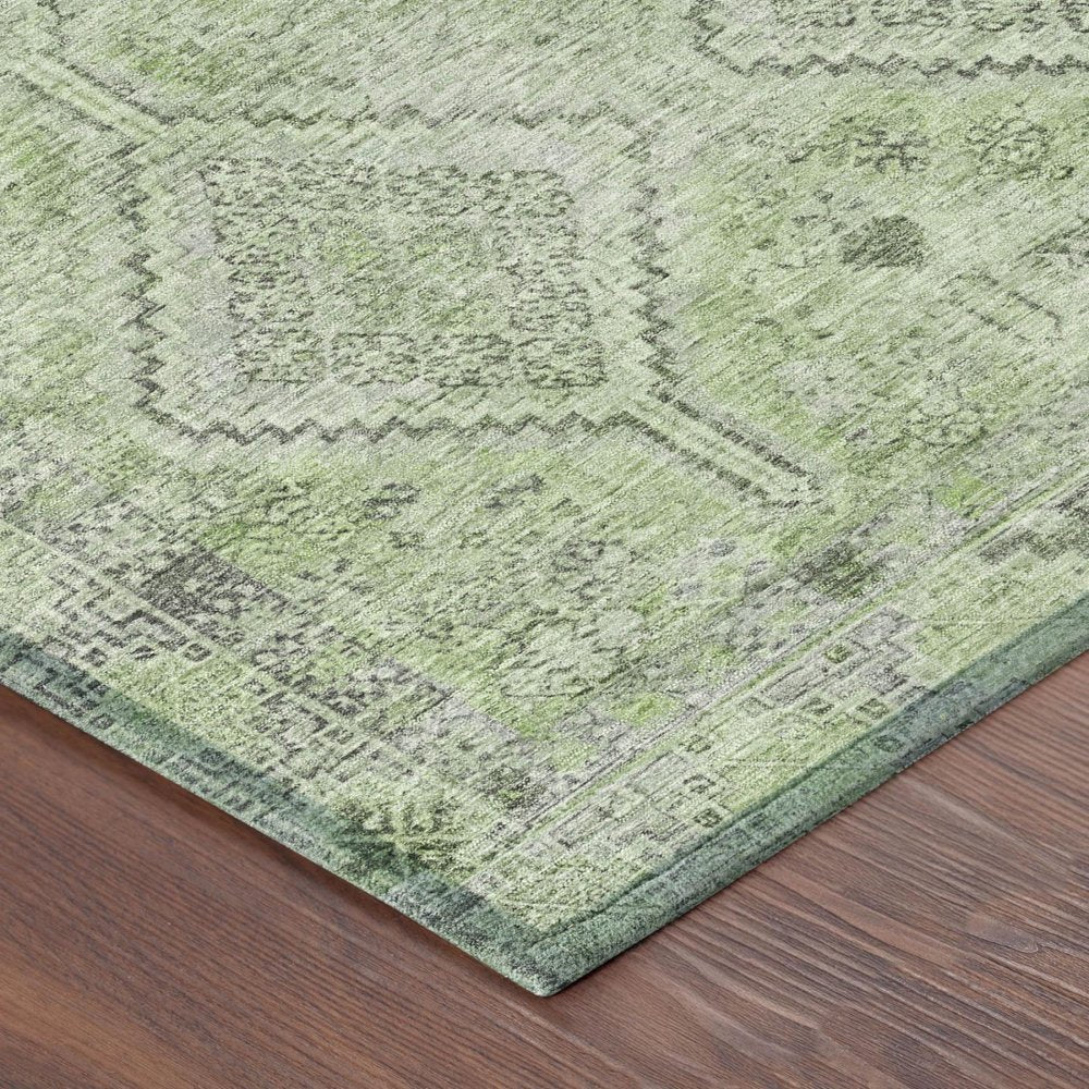 10' X 14' Green And Sage Geometric Washable Indoor Outdoor Area Rug — view 2