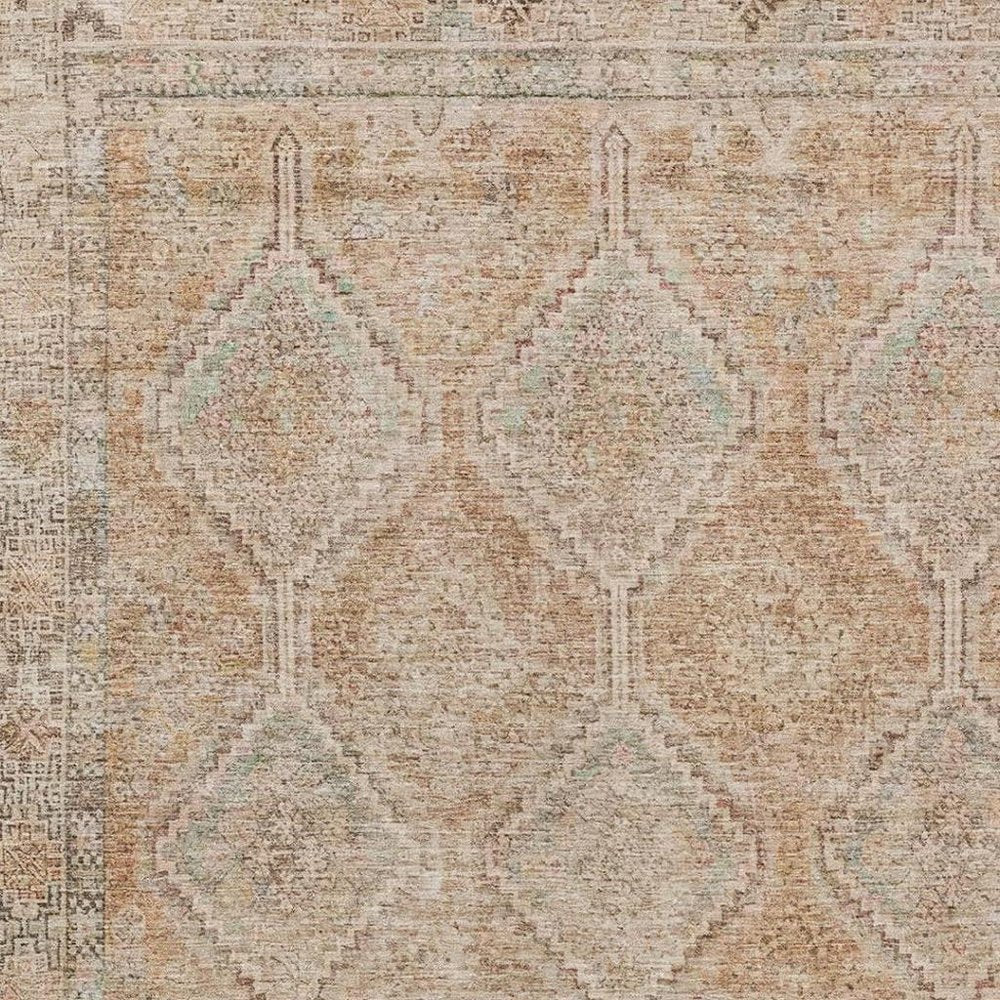 3' X 5' Copper And Orange Geometric Washable Indoor Outdoor Area Rug HomeRoots