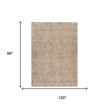 8' X 10' Copper And Orange Geometric Washable Indoor Outdoor Area Rug HomeRoots