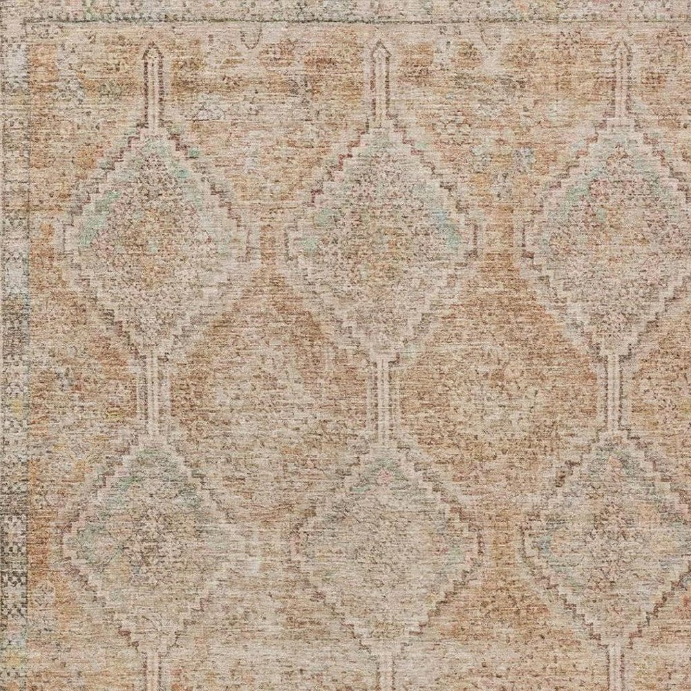 8' X 10' Copper And Orange Geometric Washable Indoor Outdoor Area Rug HomeRoots