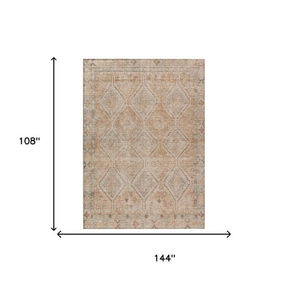 9' X 12' Copper And Orange Geometric Washable Indoor Outdoor Area Rug HomeRoots