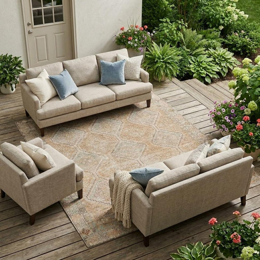 9' X 12' Copper And Orange Geometric Washable Indoor Outdoor Area Rug HomeRoots