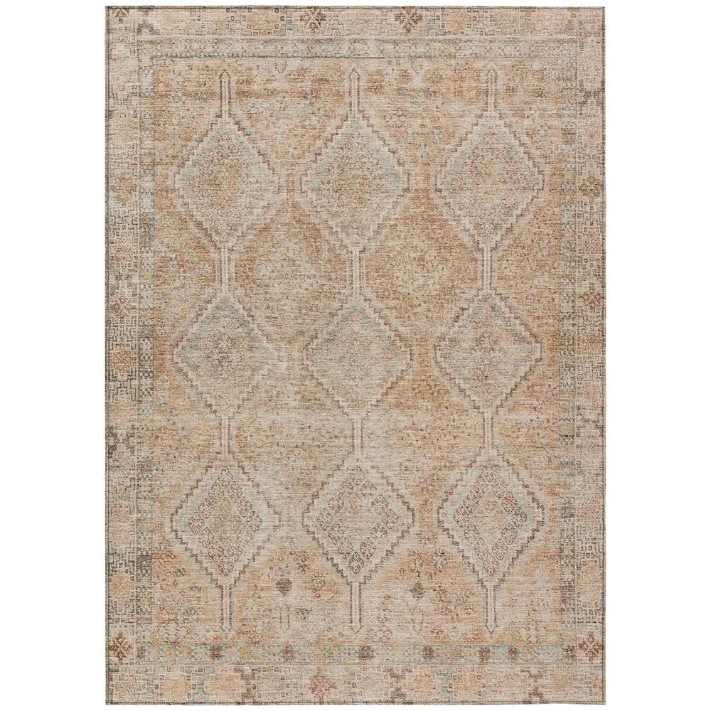 9' X 12' Copper And Orange Geometric Washable Indoor Outdoor Area Rug — view 1