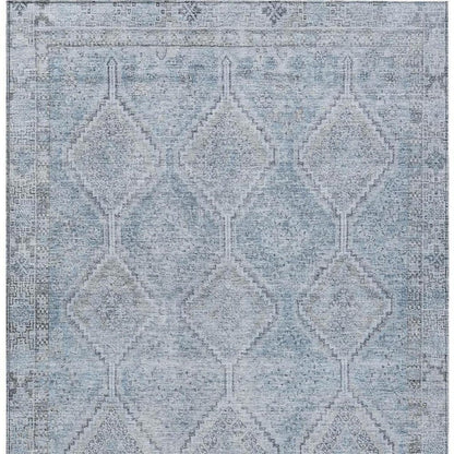 3' X 5' Sky Blue And Blue Geometric Washable Indoor Outdoor Area Rug HomeRoots