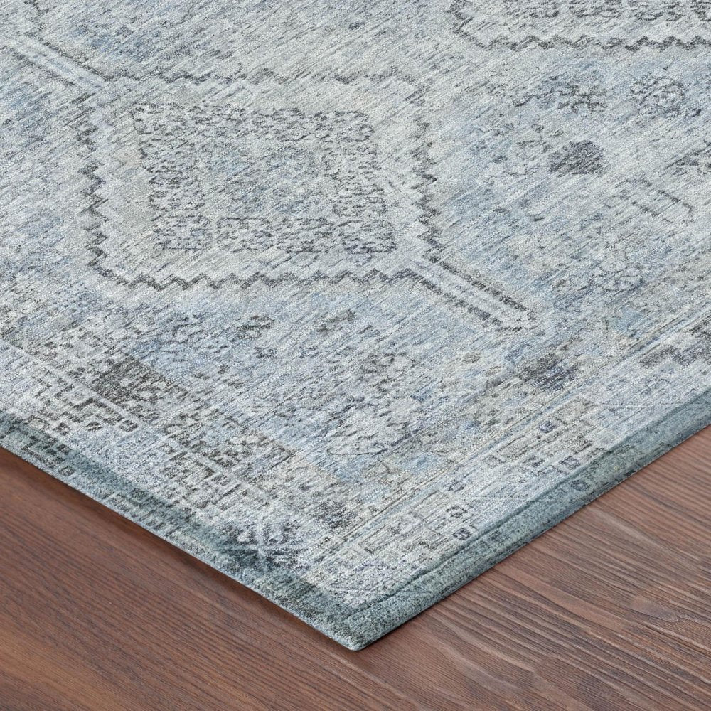 3' X 5' Sky Blue And Blue Geometric Washable Indoor Outdoor Area Rug HomeRoots