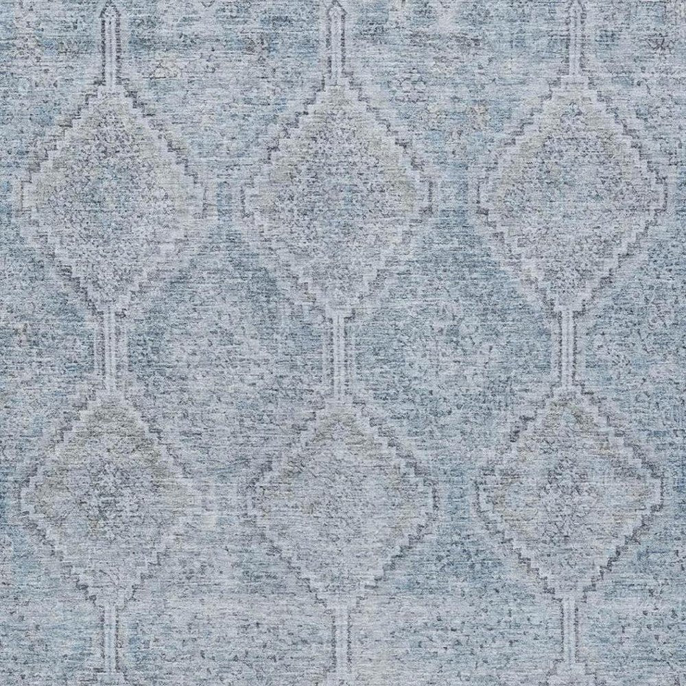 3' X 5' Sky Blue And Blue Geometric Washable Indoor Outdoor Area Rug — view 6