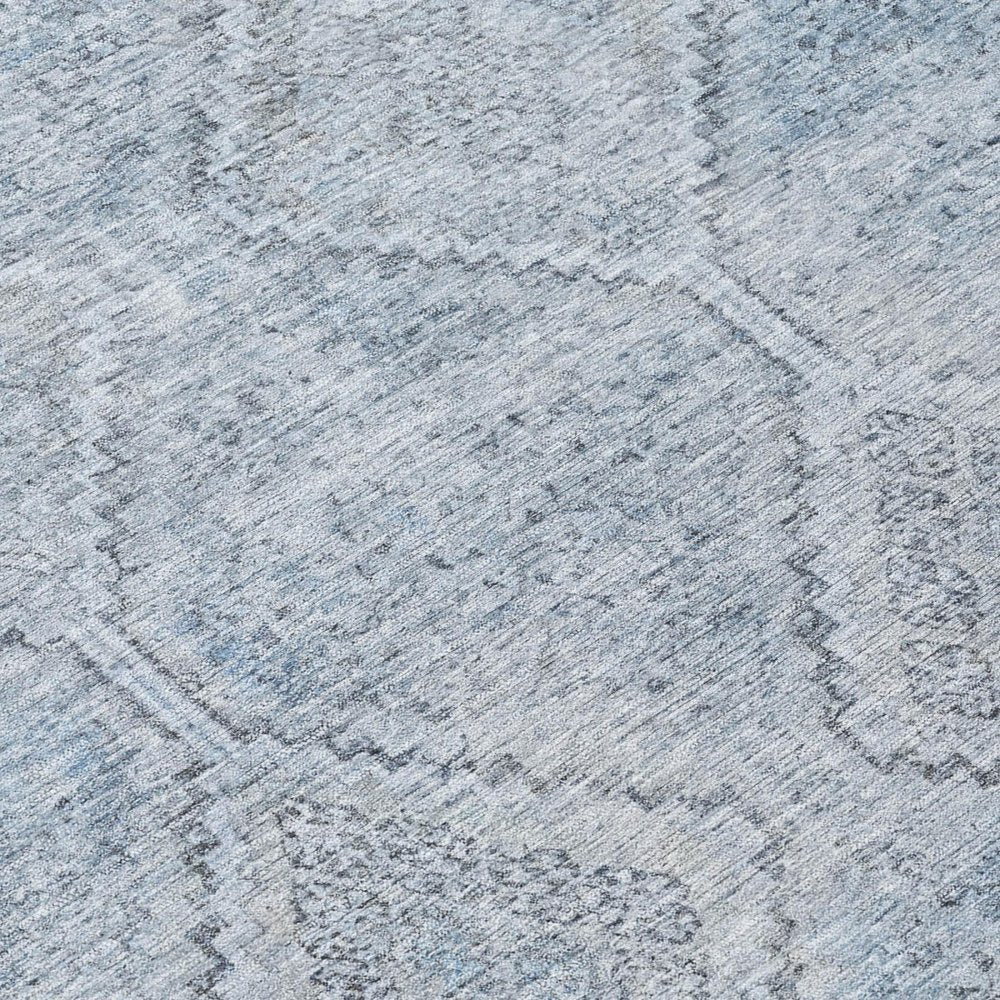 3' X 5' Sky Blue And Blue Geometric Washable Indoor Outdoor Area Rug — view 3