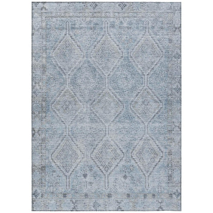 5' X 8' Sky Blue And Blue Geometric Washable Indoor Outdoor Area Rug HomeRoots