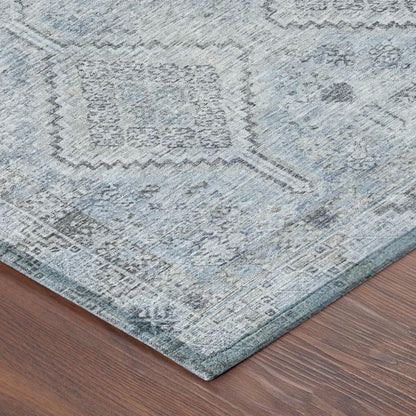 5' X 8' Sky Blue And Blue Geometric Washable Indoor Outdoor Area Rug HomeRoots
