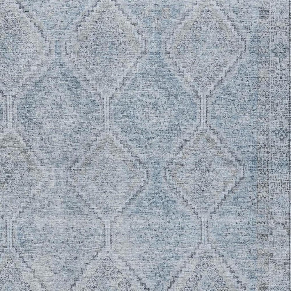 5' X 8' Sky Blue And Blue Geometric Washable Indoor Outdoor Area Rug HomeRoots