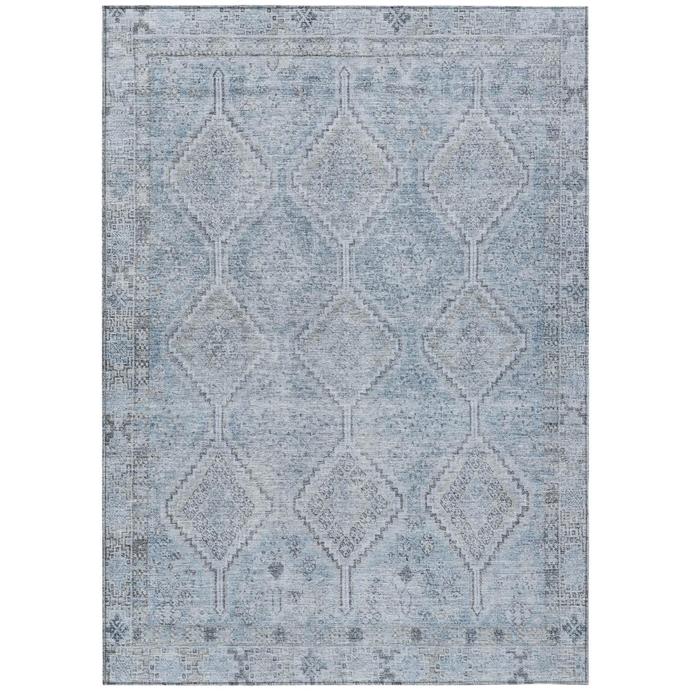 8' X 10' Sky Blue And Blue Geometric Washable Indoor Outdoor Area Rug HomeRoots