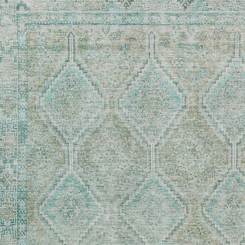 3' X 5' Turquoise And Teal Blue Geometric Washable Indoor Outdoor Area Rug HomeRoots
