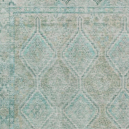 3' X 5' Turquoise And Teal Blue Geometric Washable Indoor Outdoor Area Rug HomeRoots