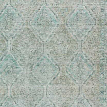 5' X 8' Turquoise And Teal Blue Geometric Washable Indoor Outdoor Area Rug HomeRoots