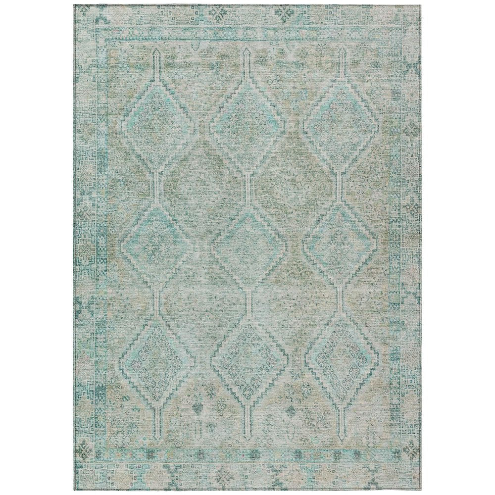 8' X 10' Turquoise And Teal Blue Geometric Washable Indoor Outdoor Area Rug HomeRoots
