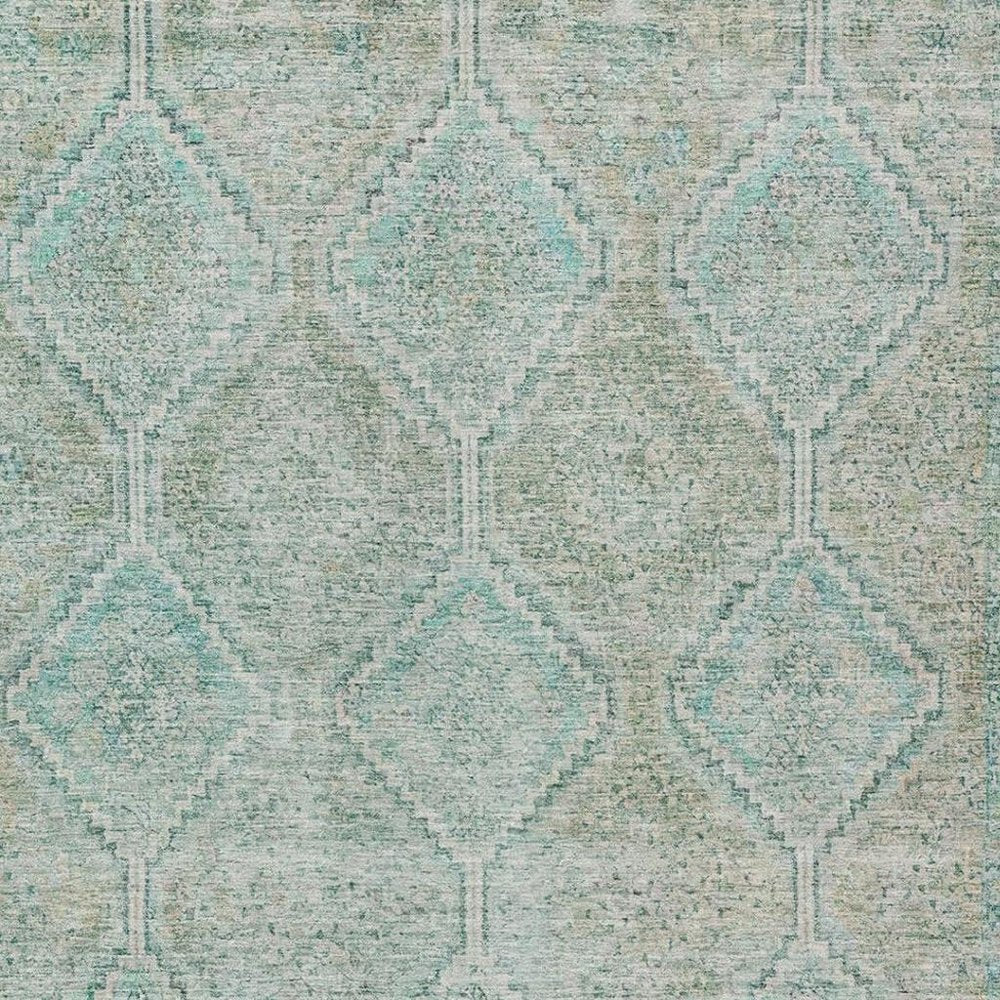 8' X 10' Turquoise And Teal Blue Geometric Washable Indoor Outdoor Area Rug HomeRoots