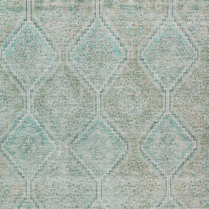 8' X 10' Turquoise And Teal Blue Geometric Washable Indoor Outdoor Area Rug HomeRoots