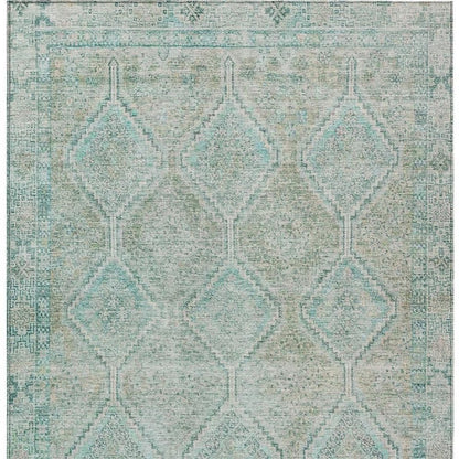 9' X 12' Turquoise And Teal Blue Geometric Washable Indoor Outdoor Area Rug HomeRoots
