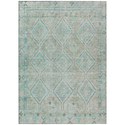 10' X 14' Turquoise And Teal Blue Geometric Washable Indoor Outdoor Area Rug HomeRoots
