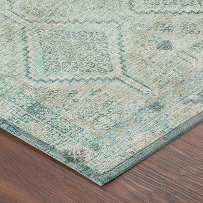 10' X 14' Turquoise And Teal Blue Geometric Washable Indoor Outdoor Area Rug HomeRoots