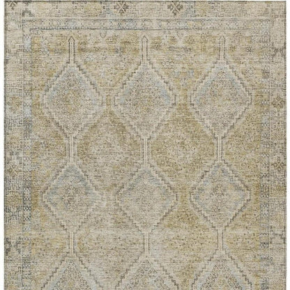 3' X 5' Wheat And Gold Geometric Washable Indoor Outdoor Area Rug HomeRoots