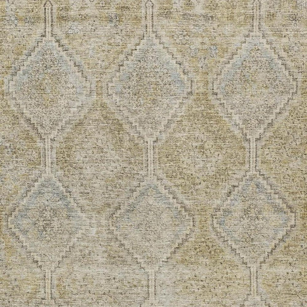 3' X 5' Wheat And Gold Geometric Washable Indoor Outdoor Area Rug — view 6