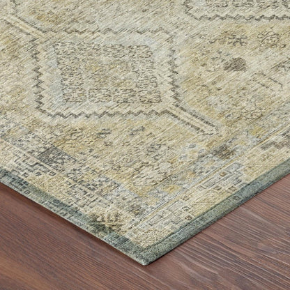 5' X 8' Wheat And Gold Geometric Washable Indoor Outdoor Area Rug HomeRoots