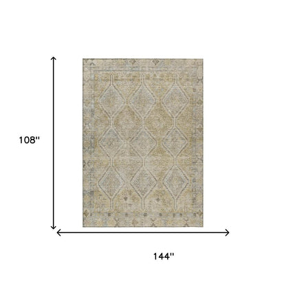 9' X 12' Wheat And Gold Geometric Washable Indoor Outdoor Area Rug HomeRoots