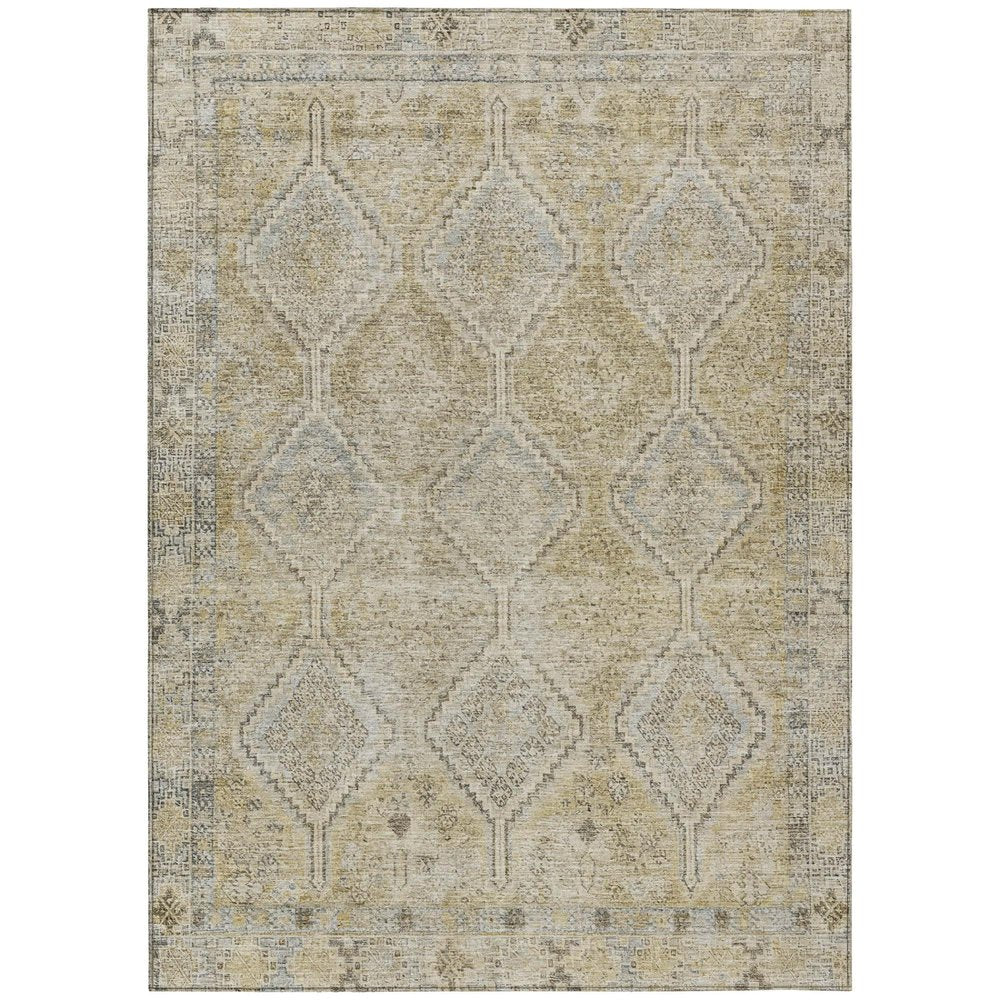 9' X 12' Wheat And Gold Geometric Washable Indoor Outdoor Area Rug HomeRoots