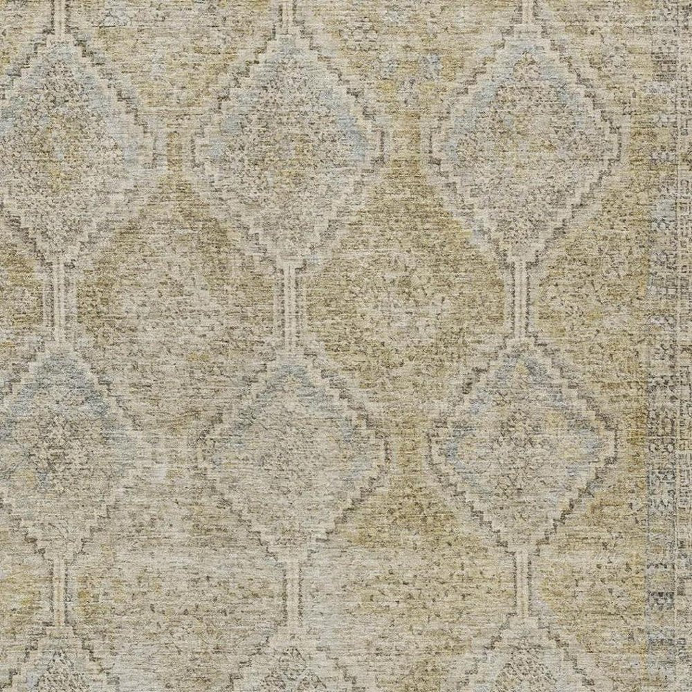 10' X 14' Wheat And Gold Geometric Washable Indoor Outdoor Area Rug HomeRoots
