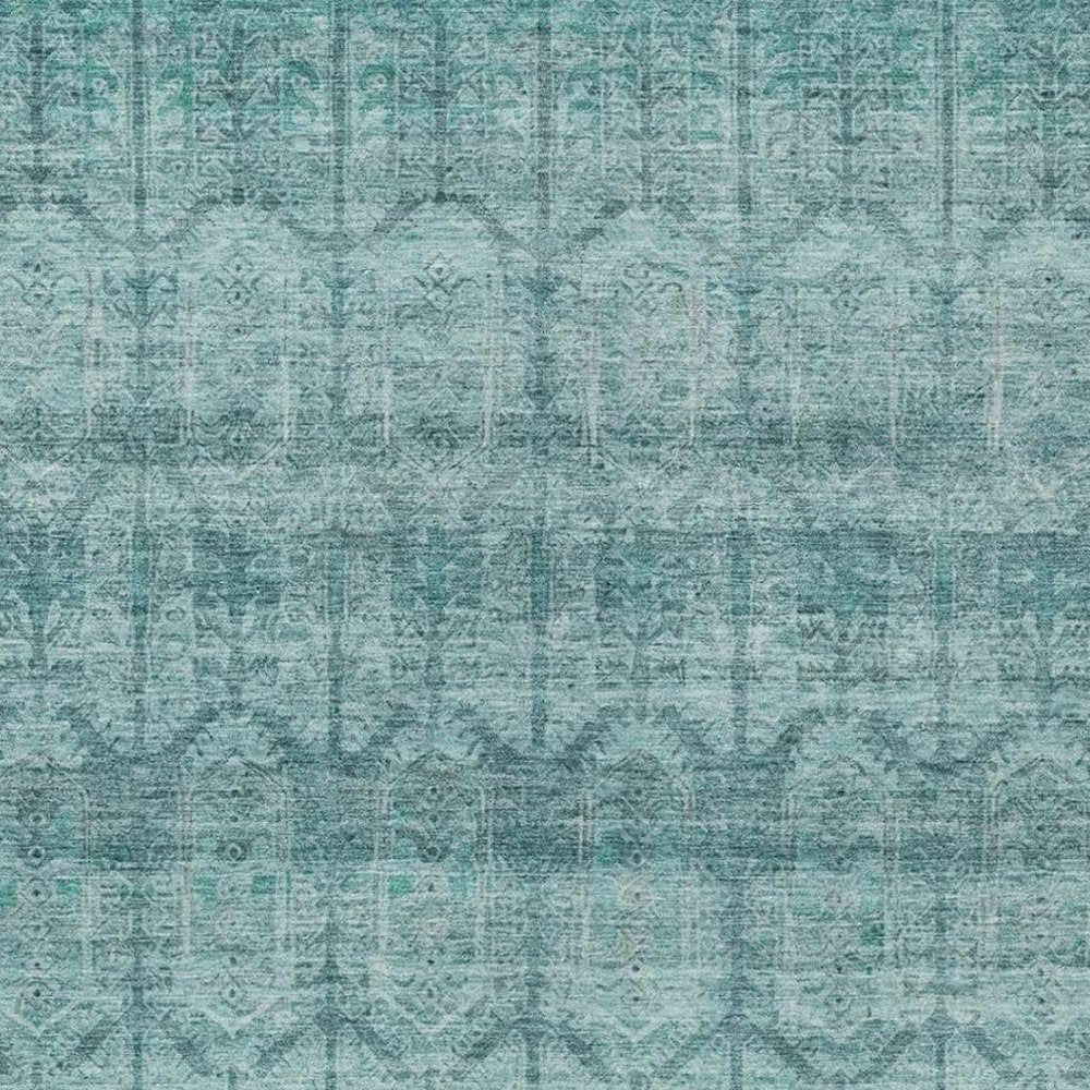 8' X 10' Aqua And Teal Blue Tribal Washable Indoor Outdoor Area Rug HomeRoots
