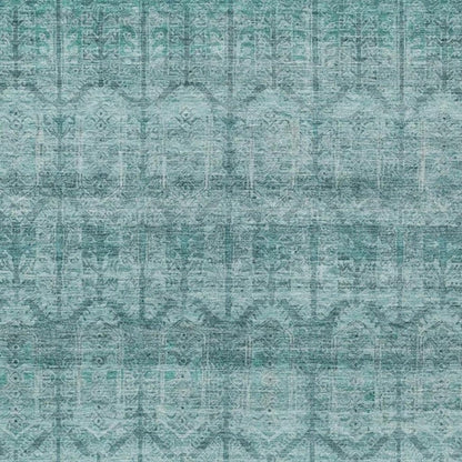 8' X 10' Aqua And Teal Blue Tribal Washable Indoor Outdoor Area Rug HomeRoots