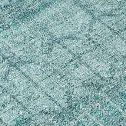 8' X 10' Aqua And Teal Blue Tribal Washable Indoor Outdoor Area Rug HomeRoots