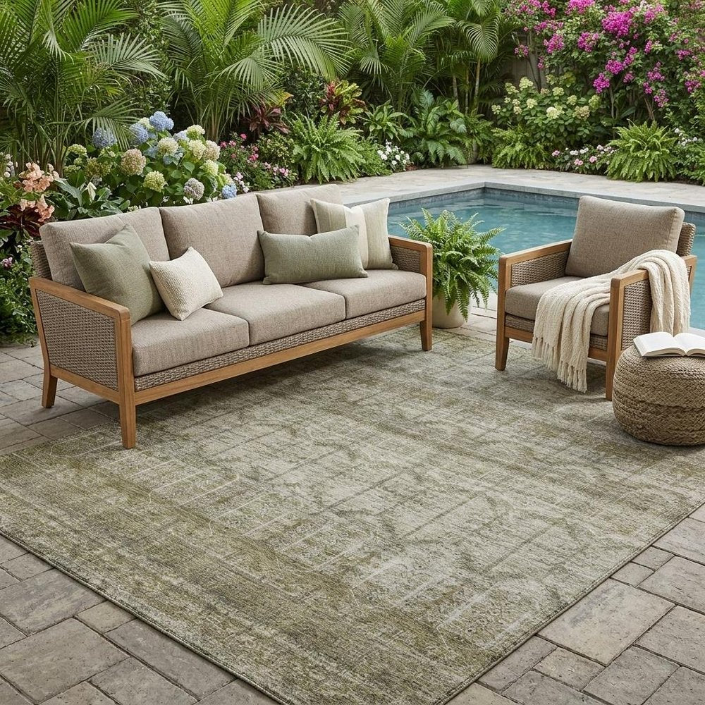 5' X 8' Beige And Brown Tribal Washable Indoor Outdoor Area Rug HomeRoots