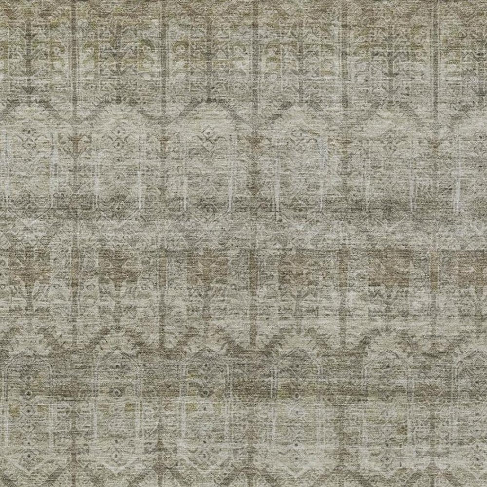 5' X 8' Beige And Brown Tribal Washable Indoor Outdoor Area Rug HomeRoots