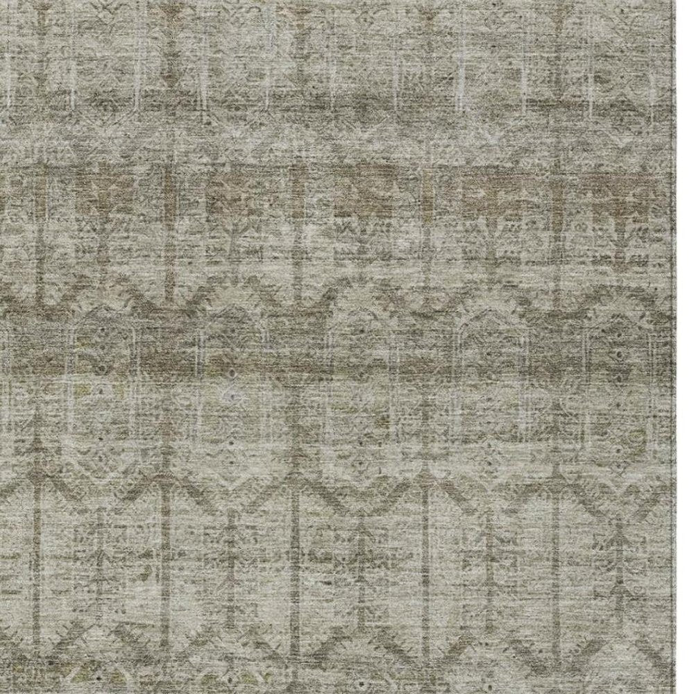 8' X 10' Beige And Brown Tribal Washable Indoor Outdoor Area Rug HomeRoots