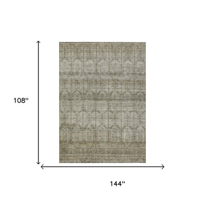 9' X 12' Beige And Brown Tribal Washable Indoor Outdoor Area Rug HomeRoots