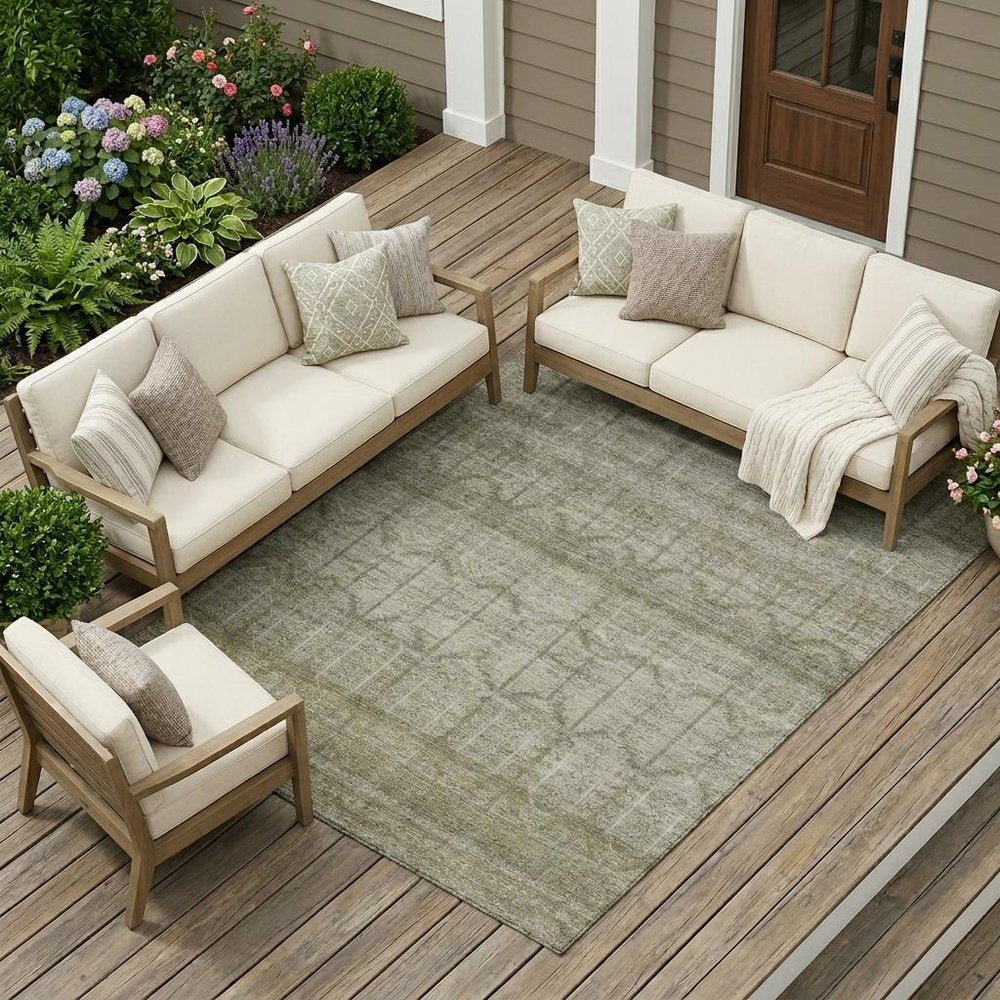 9' X 12' Beige And Brown Tribal Washable Indoor Outdoor Area Rug HomeRoots