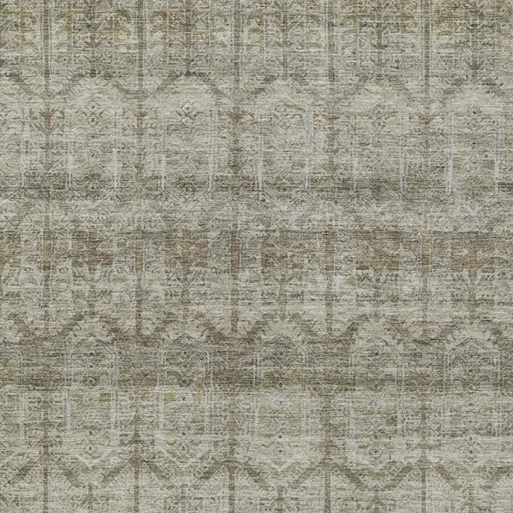 9' X 12' Beige And Brown Tribal Washable Indoor Outdoor Area Rug — view 6