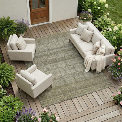 10' X 14' Beige And Brown Tribal Washable Indoor Outdoor Area Rug HomeRoots