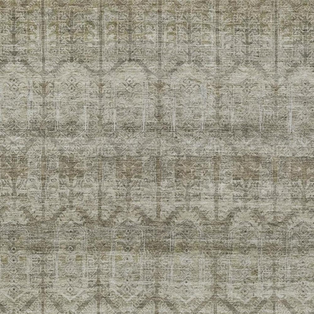10' X 14' Beige And Brown Tribal Washable Indoor Outdoor Area Rug HomeRoots
